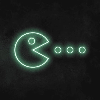 Pac-Man Figur mit Punkten LED-Neonschild Gamingzimmer