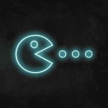 Pac-Man Figur mit Punkten LED-Neonschild Gamingzimmer