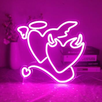 Herz mit Flügeln und Heiligenschein LED-Neonschild Schlafzimmer Wohnzimmer