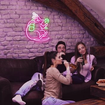 Ratte mit Getränken LED-Neonschild für Bar und Wohnzimmer