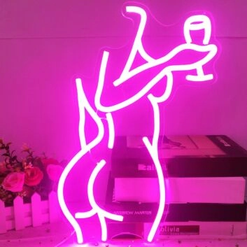 tanzende Frau mit Weinglas LED-Neonschild für Bar Club