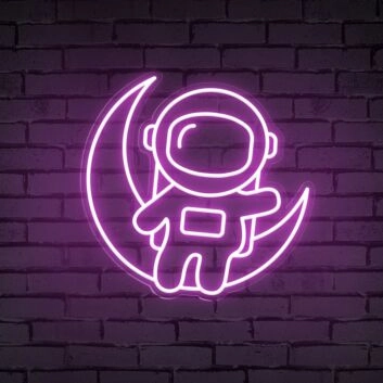 Astronaut auf Mond LED-Neonschild für Kinderzimmer Wohnzimmer