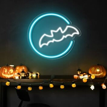 Fledermaus im Halbmond LED-Neonschild für Halloween Party