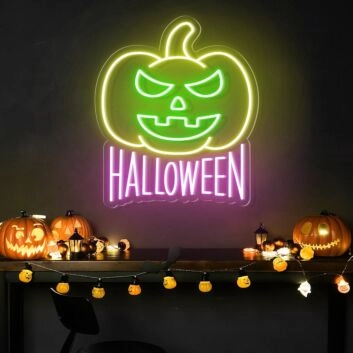 Halloween Kürbis LED Neonschild für Party, Bar und Schaufenster