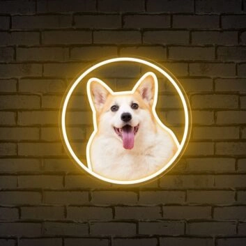 Customize Your Space: Neon Circle Portrait Personalized UV Neon Sign for Weddings, Bars, and Home Decor
