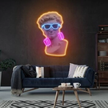 Büste mit Kopfhörern LED-Neonschild für Wohnzimmer Studio
