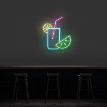 Cocktailglas mit Zitronenscheiben LED-Neonschild für Bar Cafe