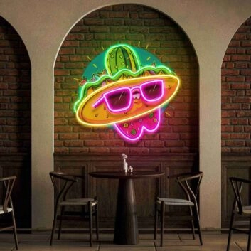 Brighten Your Dining Experience: Mexico Taco Restaurant Led Light Wall Decor for Home, Office, Bars, and Festive Celebrations.