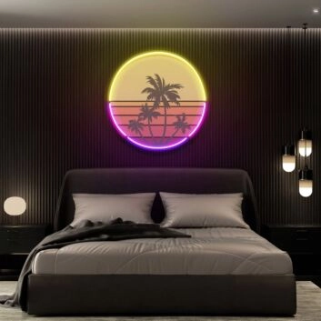 Palmen vor Sonnenuntergang LED-Neonschild Schlafzimmer Wohnzimmer