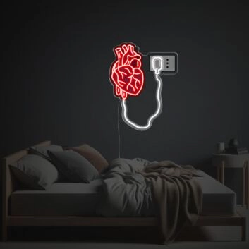 Brighten Your Bar, Office, or Wedding: The Recharging Human Heart LED Neon Acrylic Artwork Adds Unique Ambiance