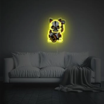 Skelett Glückskatze LED-Neonschild Wohnzimmer Bar