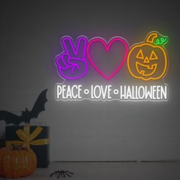 PEACE LOVE HALLOWEEN LED-Neonschild für Halloween Party