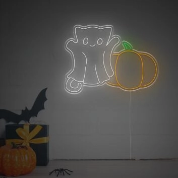 Geist mit Kürbis LED-Neonschild für Halloween Party