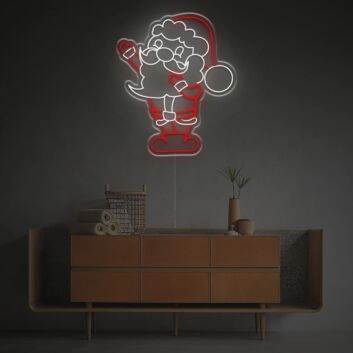 LED Neon Weihnachtsmann Wandbeleuchtung mit Weihnachtsmotiv Festliche Neon Wanddekoration für Wohnzimmer Schlafzimmer Schaufenster und Weihnachtszeit