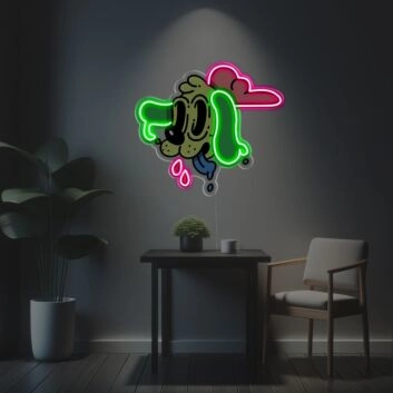Comic-Hund mit Herz LED-Neonschild Wohnzimmer Kinderzimmer