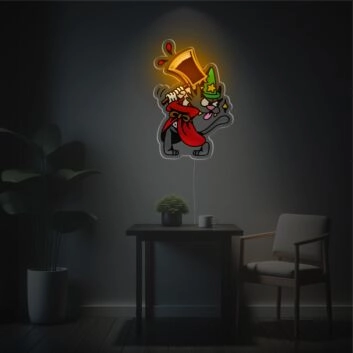 Zauberer Katze mit Bierkrug LED-Neonschild Wohnzimmer Gamingzimmer
