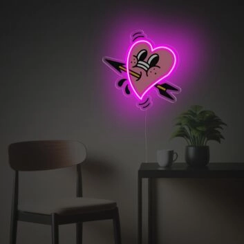 Herz mit Pfeil und Comic-Gesicht LED-Neonschild Wohnzimmer Café