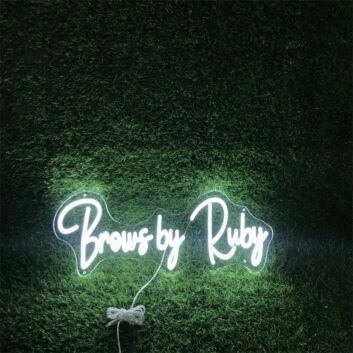 Brighten Up Your Beauty Salon, Spa, or Home Vanity Space with Brows By Ruby White Custom LED Neon Sign.