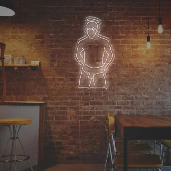 Minimalistisches Männermotiv LED Neonschild mit Heiligenschein modernes Wandlicht für Bar und Lounge