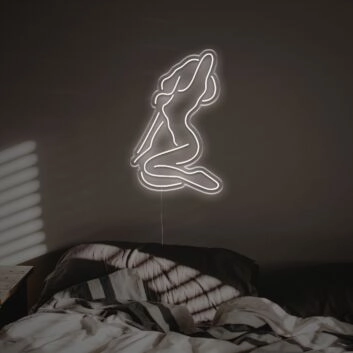 Minimalistisches LED Neonschild mit kniender Figur elegantes Wandlicht für Schlafzimmer oder Studio
