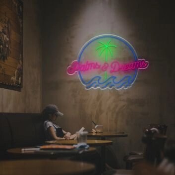 LED Neonschild Palms & Dreams tropische Wanddekoration