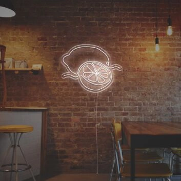 Minimalistisches Zitrone LED Neonschild als Wanddekoration für Küche Café Bar und Gastronomie