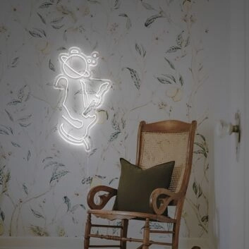 Elevate Your Music Studio or Bar Ambiance with the Guitarist With Planet LED Neon Sign.