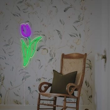 Brighten Up Your Space: Perfect for Home Decor, Offices, and Trendy Bars - Purple Tulip LED Neon Sign
