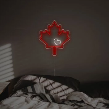 Ahornblatt mit Herz LED-Neonschild Schlafzimmer Wohnzimmer