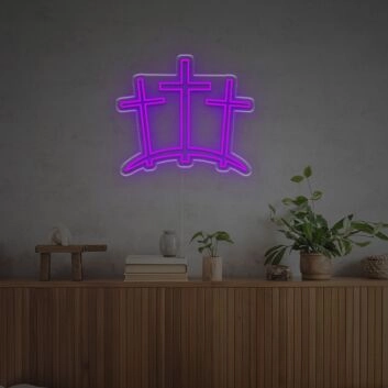 Drei Kreuze LED-Neonschild für Wohnzimmer oder Gebetsraum