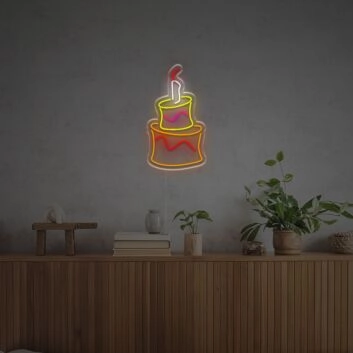 Geburtstagstorte mit Kerze LED-Neonschild für Geburtstag Party