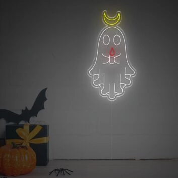 Geist mit Halbmond LED-Neonschild für Halloween Party