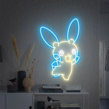 Comicfigur mit großen Ohren LED-Neonschild für Kinderzimmer und Gamingraum