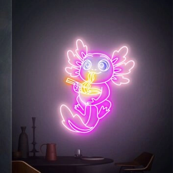 Axolotl mit Nudelschüssel LED-Neonschild für Restaurant und Wohnzimmer