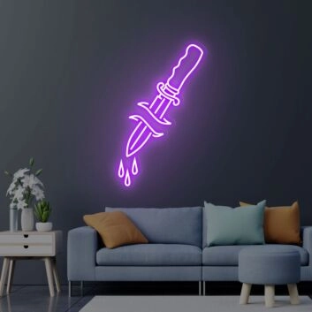 Dolch mit Blutstropfen LED-Neonschild für Wohnzimmer Bar