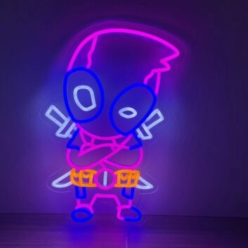 Comicfigur mit Schwertern LED-Neonschild Gamingzimmer Bar