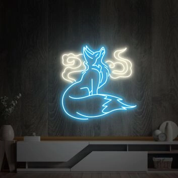Fuchs mit Rauchschwaden LED-Neonschild Wohnzimmer Bar