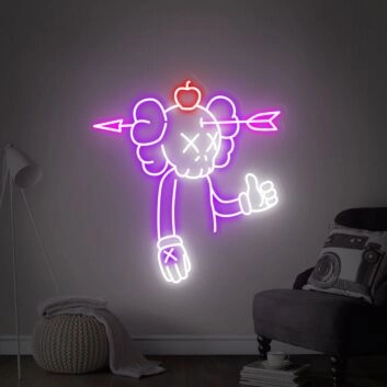 Comicfigur mit Apfel und Pfeil LED-Neonschild Wohnzimmer Gamingzimmer
