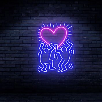 tanzende Figuren mit Herz LED-Neonschild Wohnzimmer Bar