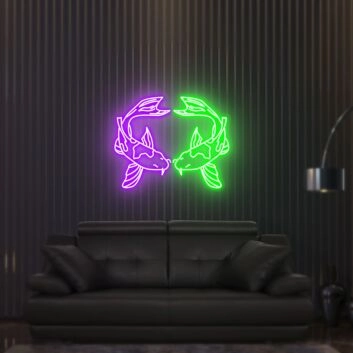 zwei Koi Fische LED-Neonschild für Wohnzimmer oder Lounge