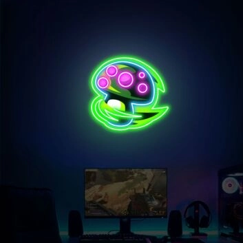 Leuchtender Pilz LED-Neonschild für Gaming Zimmer