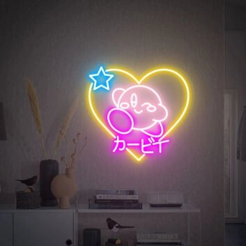 Herz mit Stern und Spielfigur LED Neonschild für Gaming und Wohnzimmer