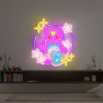 Japanische Glückskatze LED Neonschild für Wohnzimmer und Bar