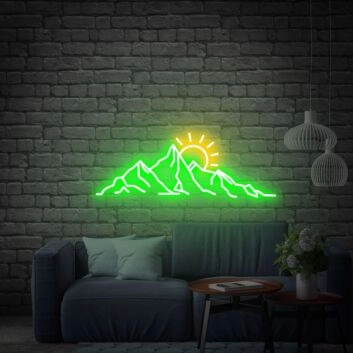 Berglandschaft mit Sonne LED-Neonschild für Wohnzimmer oder Café