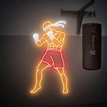 Muay Thai Kämpfer LED-Neonschild für Fitnessstudio Kampfsporthalle