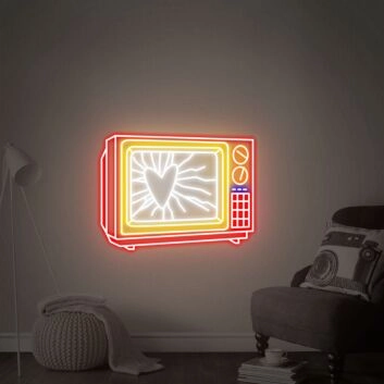 Fernseher mit Herzsymbol LED-Neonschild für Wohnzimmer Schlafzimmer