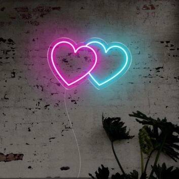 zwei Herzen LED-Neonschild Wohnzimmer Schlafzimmer
