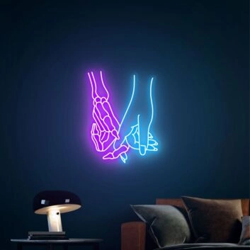 Skelett- und Menschenhand LED-Neonschild für Wohnzimmer Bar