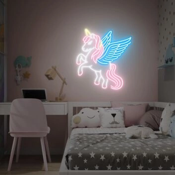 Einhorn mit Flügeln LED-Neonschild für Kinderzimmer Wohnzimmer