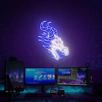 Drachenschädel LED-Neonschild für Gaming Zimmer